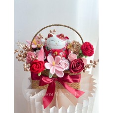Opening Crochet Flower Basket-Lucky Cat